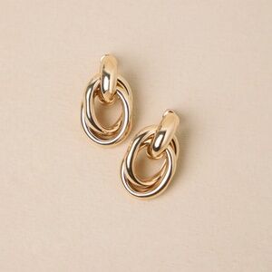 Lulus Luxe Desire Gold Interlocking Hoop Earrings - Size One Size